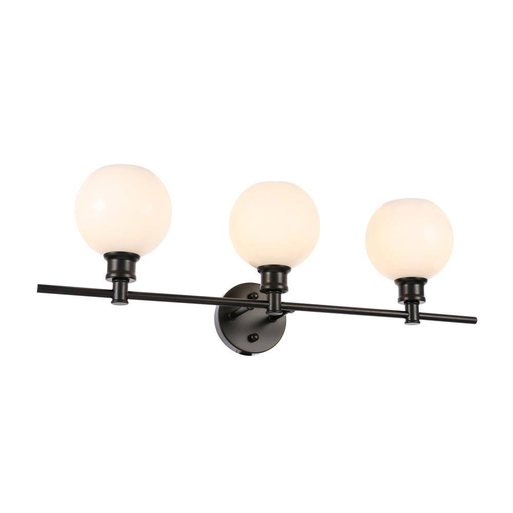 Alt View 8. Living District - Collier 3 light Black and Frosted white glass Wall sconce - Black And Frosted White Glass.