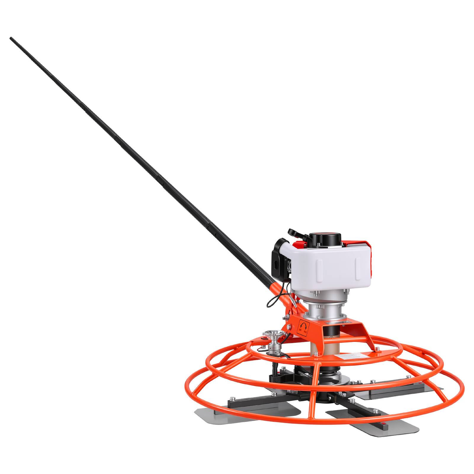 Alt View 5. VEVOR - Power Trowel, 28.3 inch Trowel Diameter Concrete Finishing Machine, 4 Blades, Adjustable 0-12° Pitch, Gas-Powered - White;Orange.