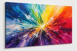 FC Design - Large Canvas 24x36" Frameless Vibrant Color Burst Art Painting Home Wall Décor - MultiColor