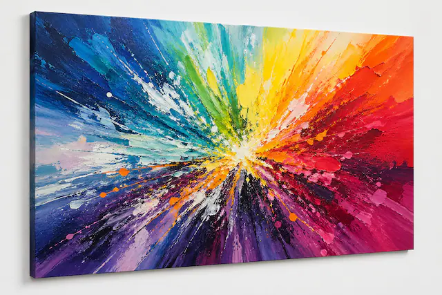 Front. FC Design - Large Canvas 24x36" Frameless Vibrant Color Burst Art Painting Home Wall Décor - MultiColor.
