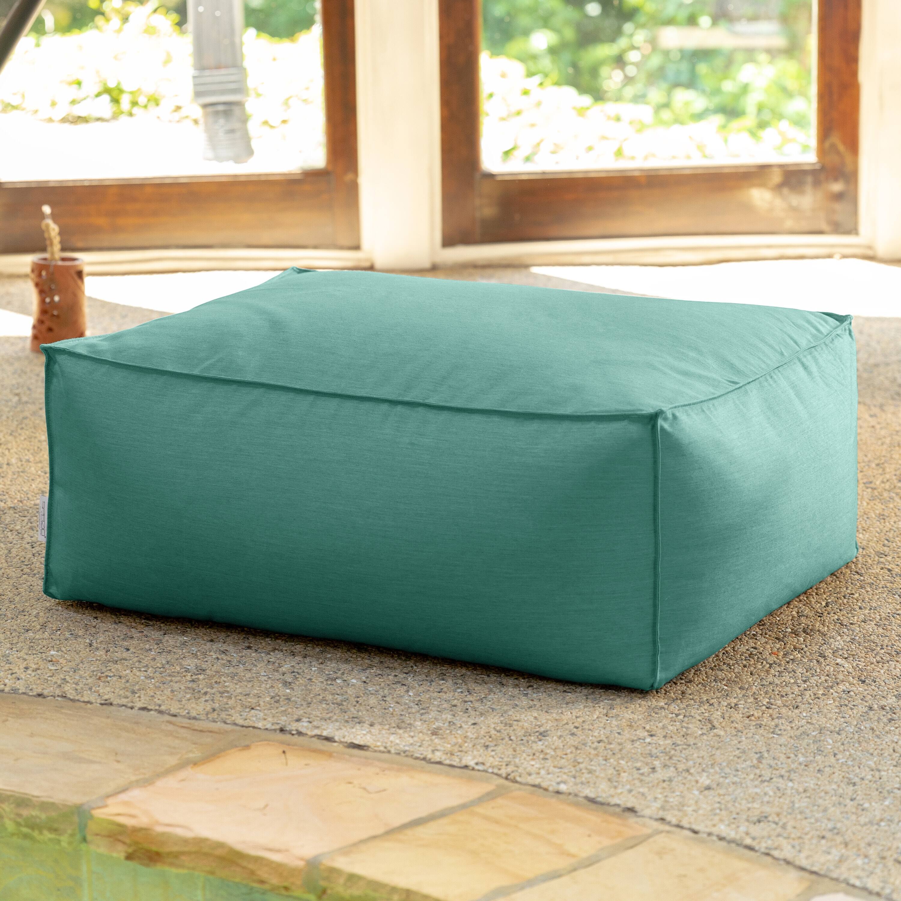 Angle. Jaxx - Baya Outdoor Ottoman - Sunbrella, Breeze - Breeze.