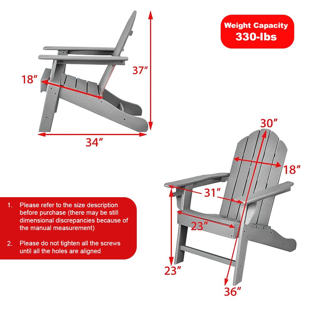 Weight Capacity: 330-lbs

1. Please refer to the size description before purchase (there may be still dimensional discrepancies because of the manual measurement)
2. Please do not tighten all the screws until all the holes are aligned

Dimensions:
- Bench: 18" x 37" x 34"
- Seat: 30" x 18"
- Chair: 31" x 23" x 23" x 36"