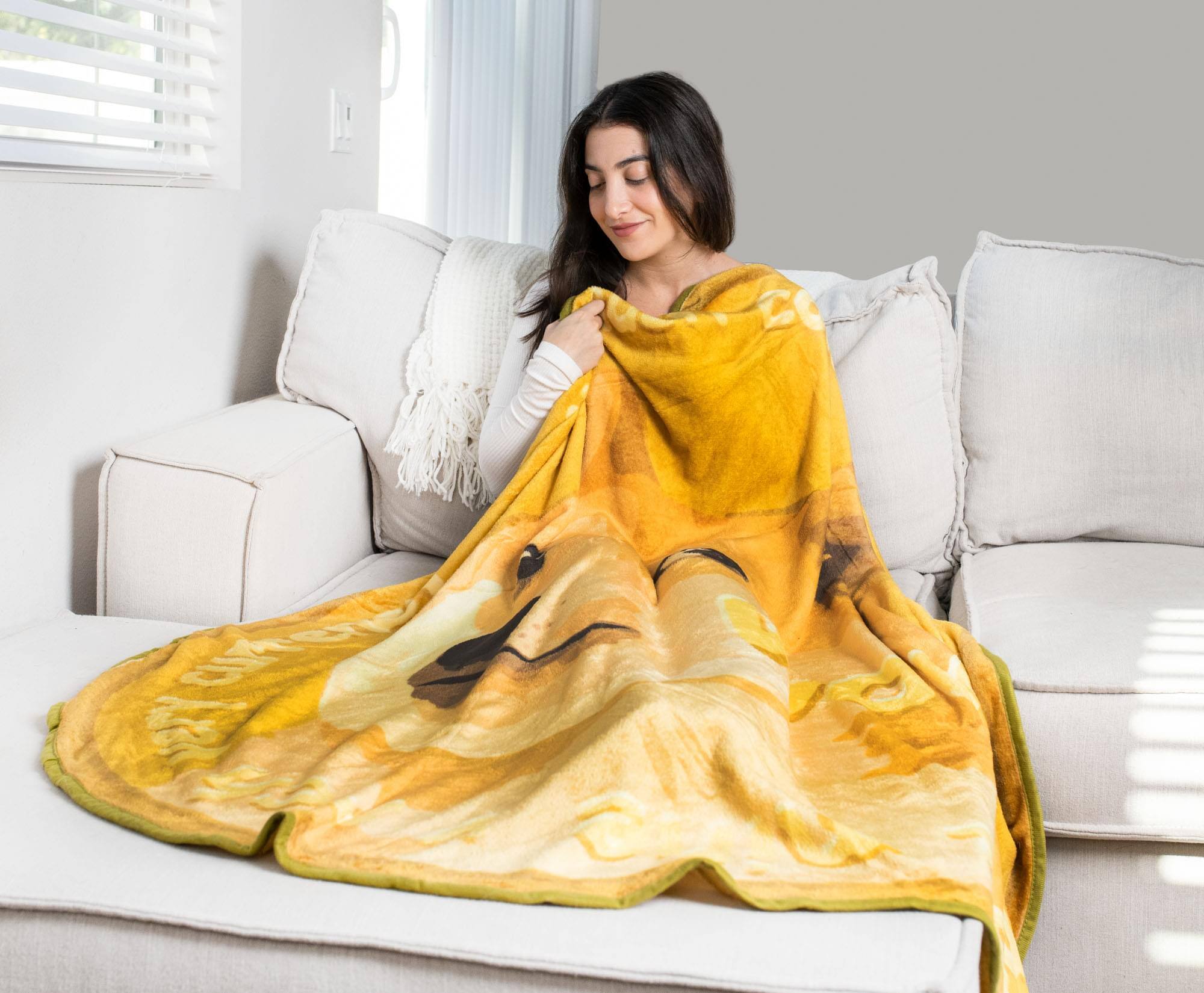 Alt View 2. Toynk - Dogecoin Cryptocurrency Round Fleece Throw Blanket | 60 Inches - Gold.