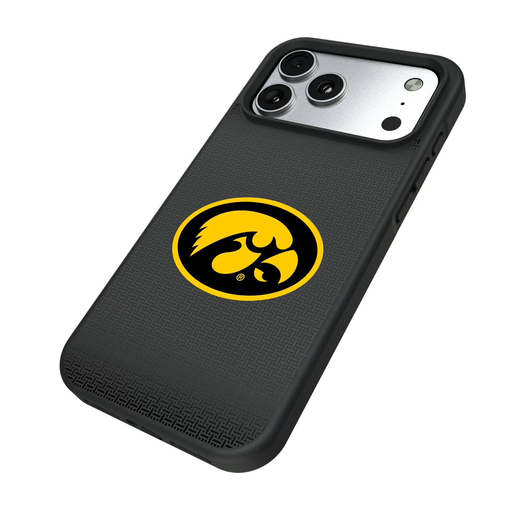 Alt View 1. Keyscaper - Iowa Hawkeyes Bump Case with 8.2ft Drop Protection - 15 Pro Max - Black.
