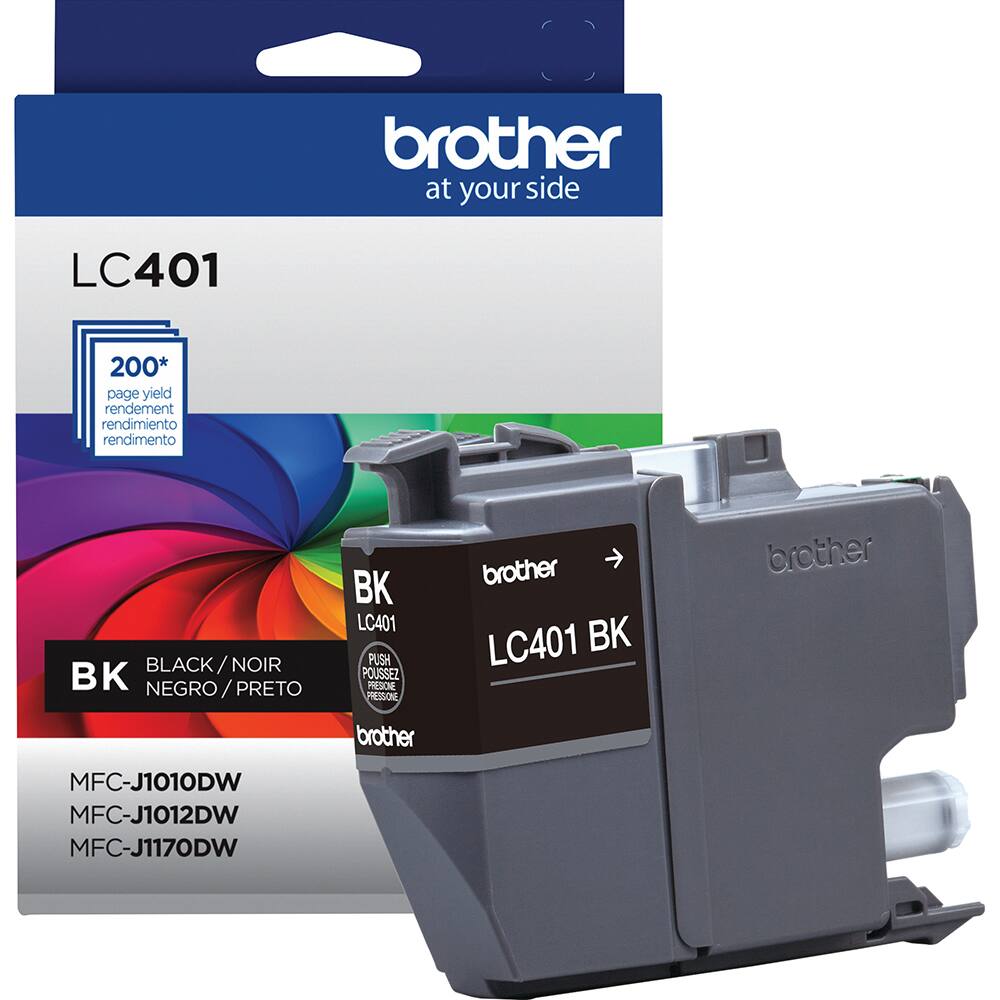 brother at your side LC401 200* page yield rendement rendimiento rendimento BLACK/NOIR B NEGRO/PRETO BK LC401 PUSH POUSSEZ PRESIONE PRESSONE brother LC401 BK brother MFC-J1010DW MFC-J1012DW MFC-J1170DW