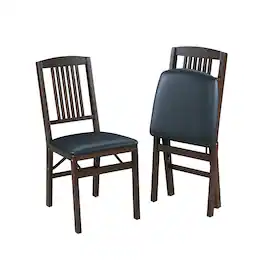 Stakmore - Simple Mission Folding Chair, Espresso Frame with Espresso Bonded Leather - Espresso Finish