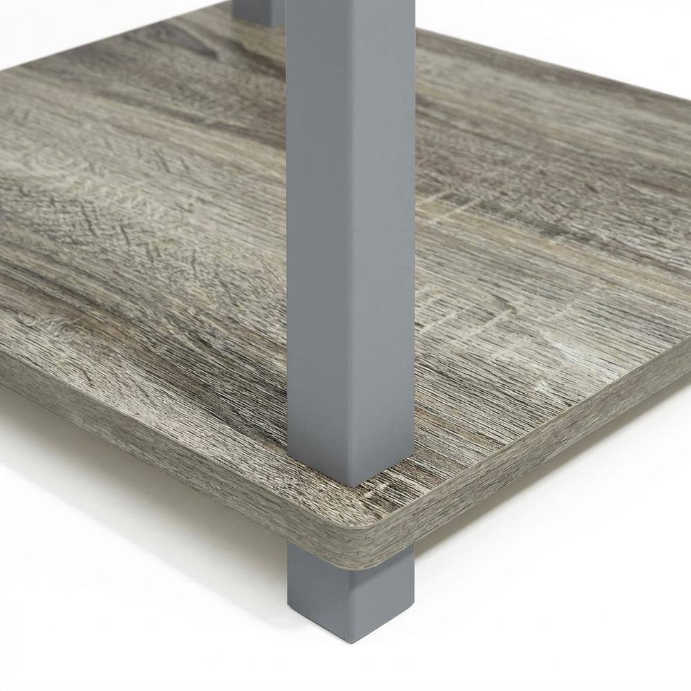 Alt View 2. FurniFact - Wooden Bookcase with Open Shelves for Living Room Storage - French Oak/Grey.