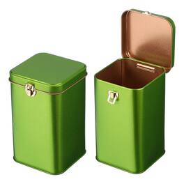 Unique Bargains - 2pcs Square Tin Can with Lid Metal Empty Storage Container for Tea Coffee Cookies Crafts - Green
