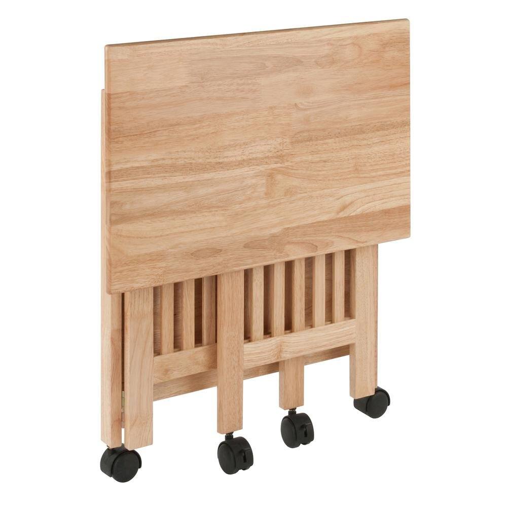 Alt View 3. FurniFact - Solid wood computer desk with foldable keyboard tray - Natural.