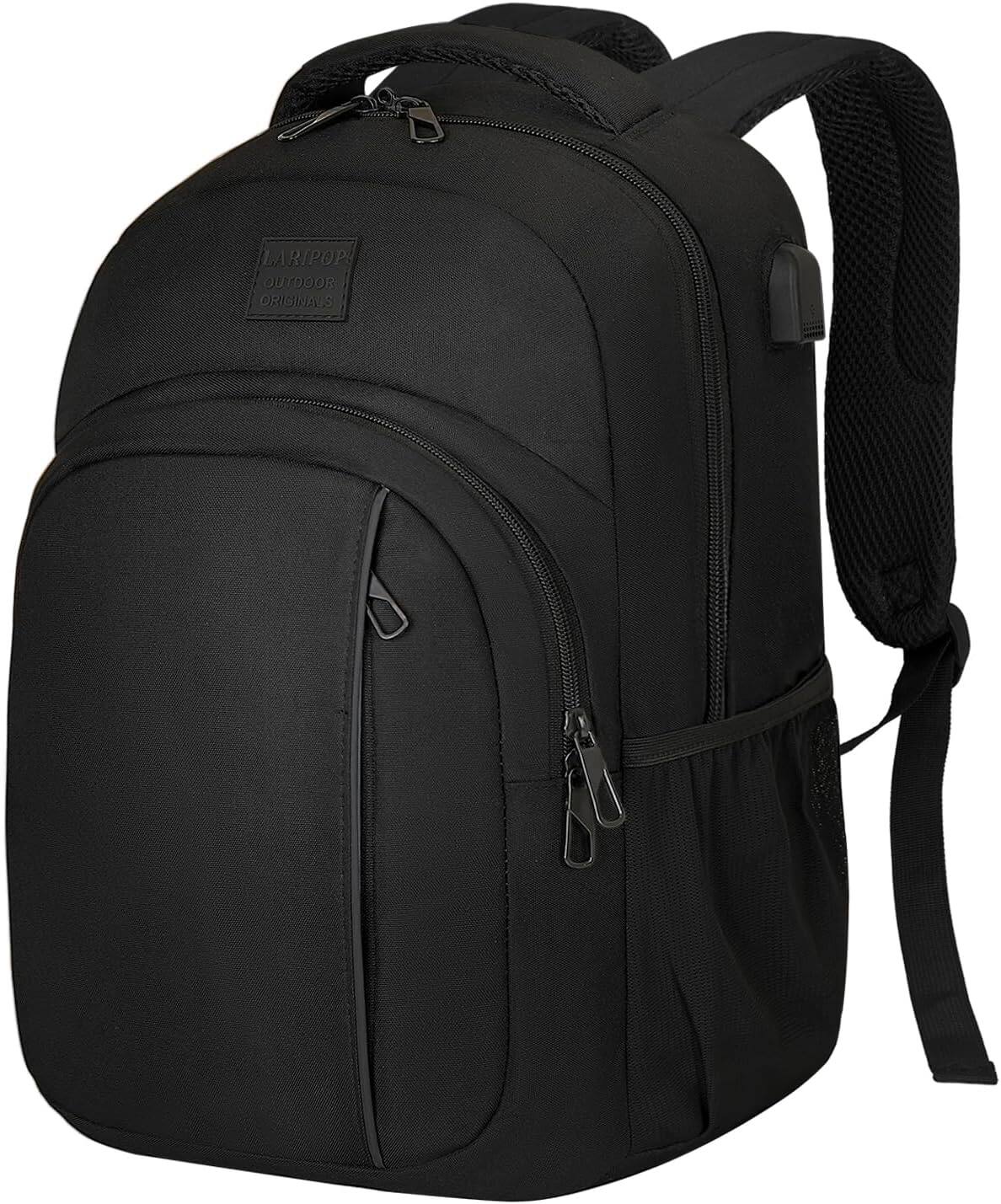 Live At Space - LARIPOP Travel Laptop Backpack, Business backpack Women Charging Port,Water-Resistant Laptopack Weekender Daypack - Black-15.6inch