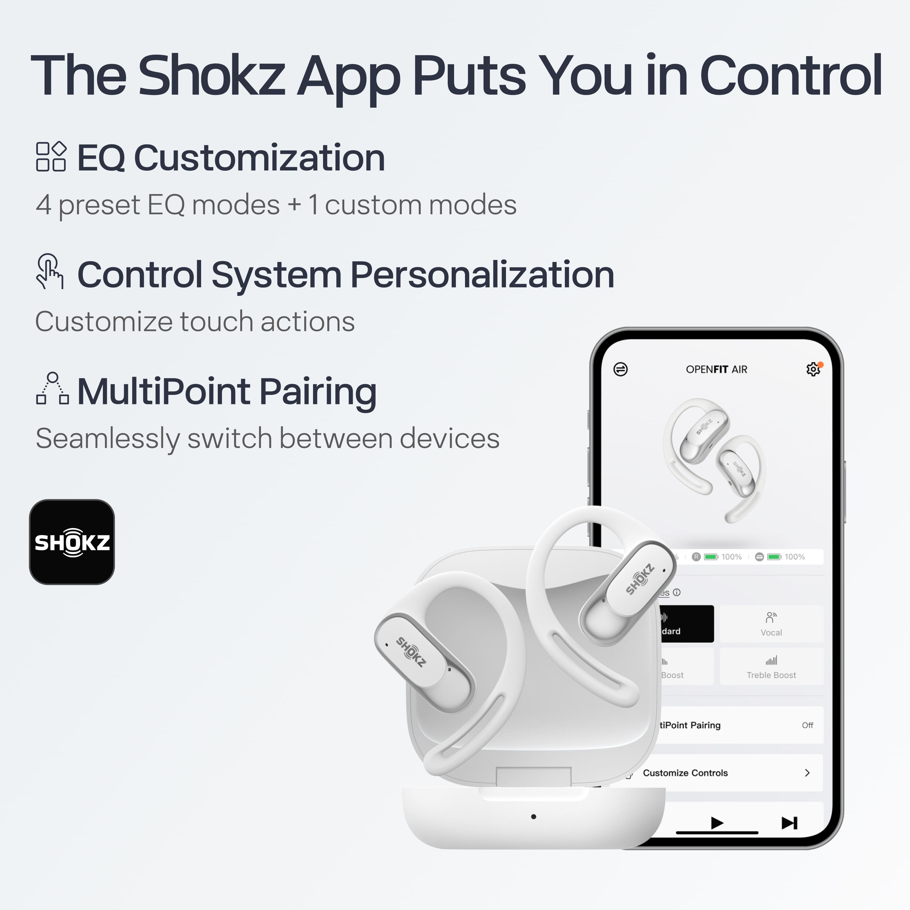 Shokz OpenFit Air Open Ear True Wireless Earbuds White T511