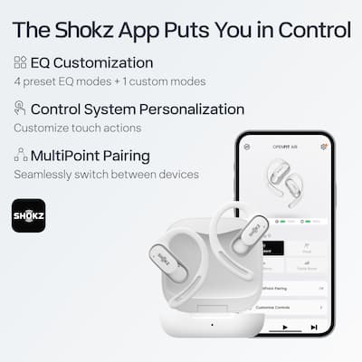 Shokz OpenFit Air Open Ear True Wireless Earbuds White T511-ST-WT Shokz OpenFit Air Open Ear True Wireless Earbuds White T511-ST-WT