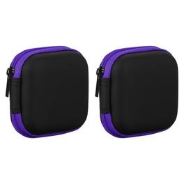 Unique Bargains - 2pcs Earphone Case, 2.95x2.95x1.38in, Portable Earbud Carrying Case Storage Bag for In-Ear Headphones - Purple