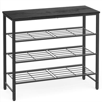 Front. Refined Abode Design - Shoe Rack Storage Shelf Organizer Rack Space Saving Space Home Household Essential Item Solution Design - Black 29.5" x 11.4" x 24.8".