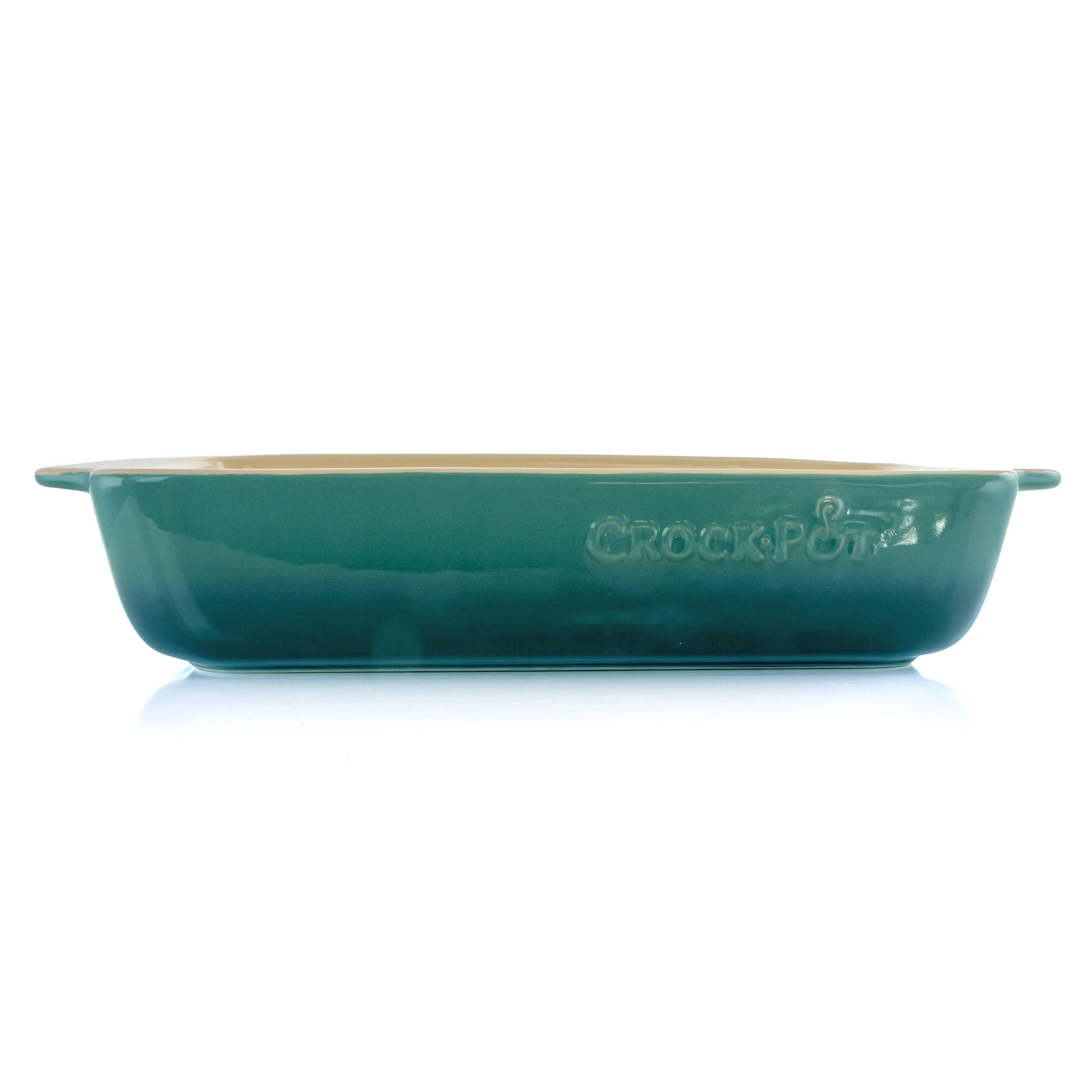 Alt View 2. Crock-Pot - Crock Pot Artisan 4 Quart Rectangular Stoneware Bake Pan in Gradient Teal - Gradient Teal.