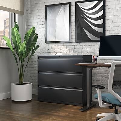 Alt View 7. Staples - HL8000 Commercial 3-Drawer Lateral File Cabinet, Locking, Letter/Legal, 42"W - Black.