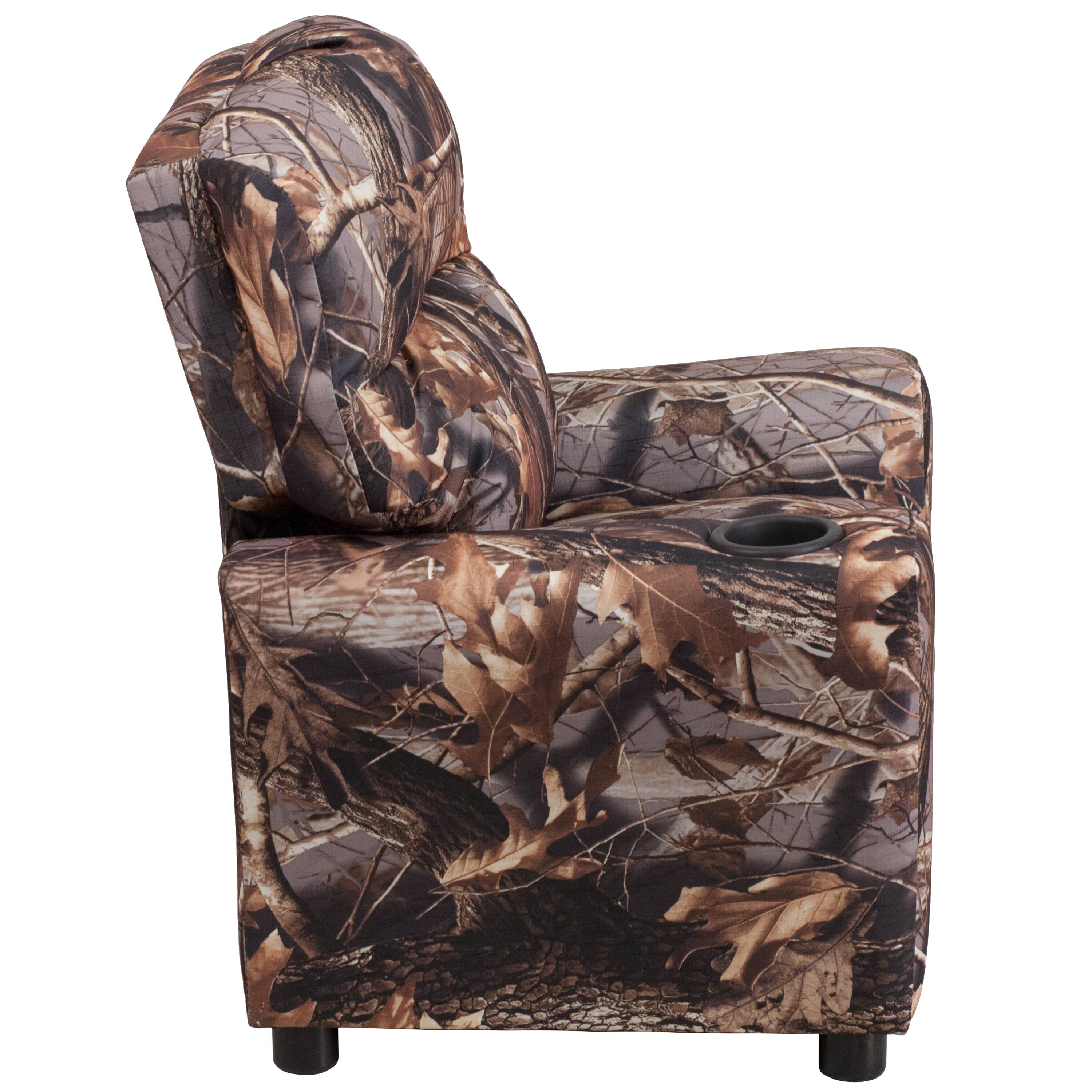 Alt View 5. Emma + Oliver - Contemporary Kids Recliner with Cup Holder - Camouflage Fabric.