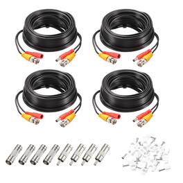 Unique Bargains - BNC Video Power Cable, 4 Sets, All-in-One CCTV Camera Extension Cord - Black