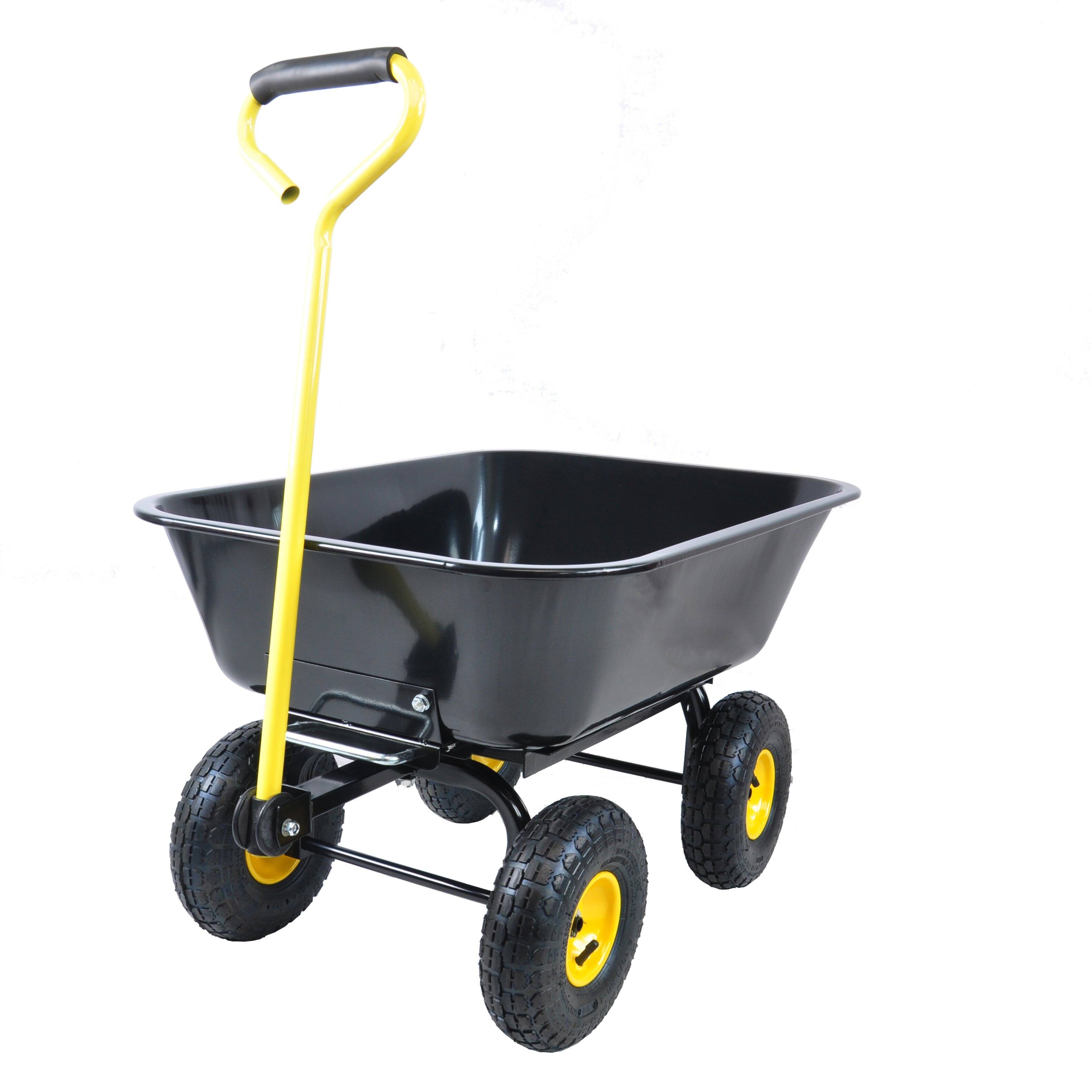 Alt View 1. COWLOWN - Foldable Poly Garden Dump Cart Steel Frame 10in Pneumatic Tire Black - Black.