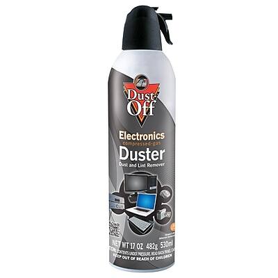 Dust Off  
Electronics  
Compressed Gas Duster  
Dust and Lint Remover  

NET WT 17 OZ (482g) 530ml  

KEEP OUT OF REACH OF CHILDREN
