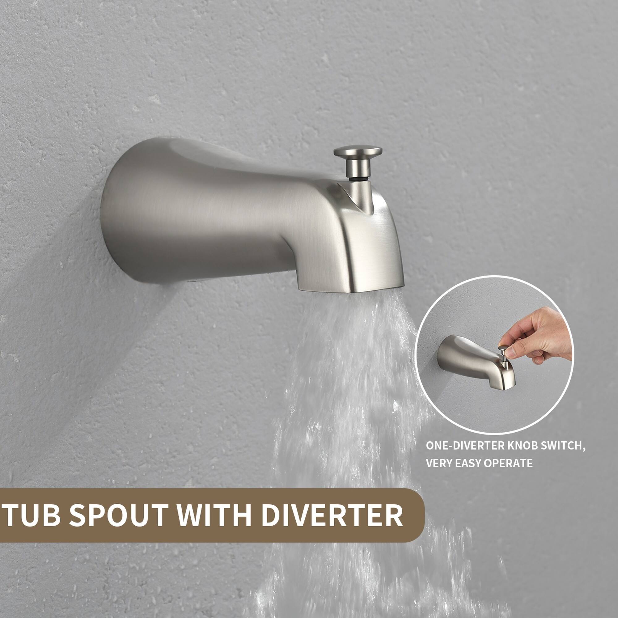 ONE-DIVERTER KNOB SWITCH, VERY EASY TO OPERATE TUB SPOUT WITH DIVERTER