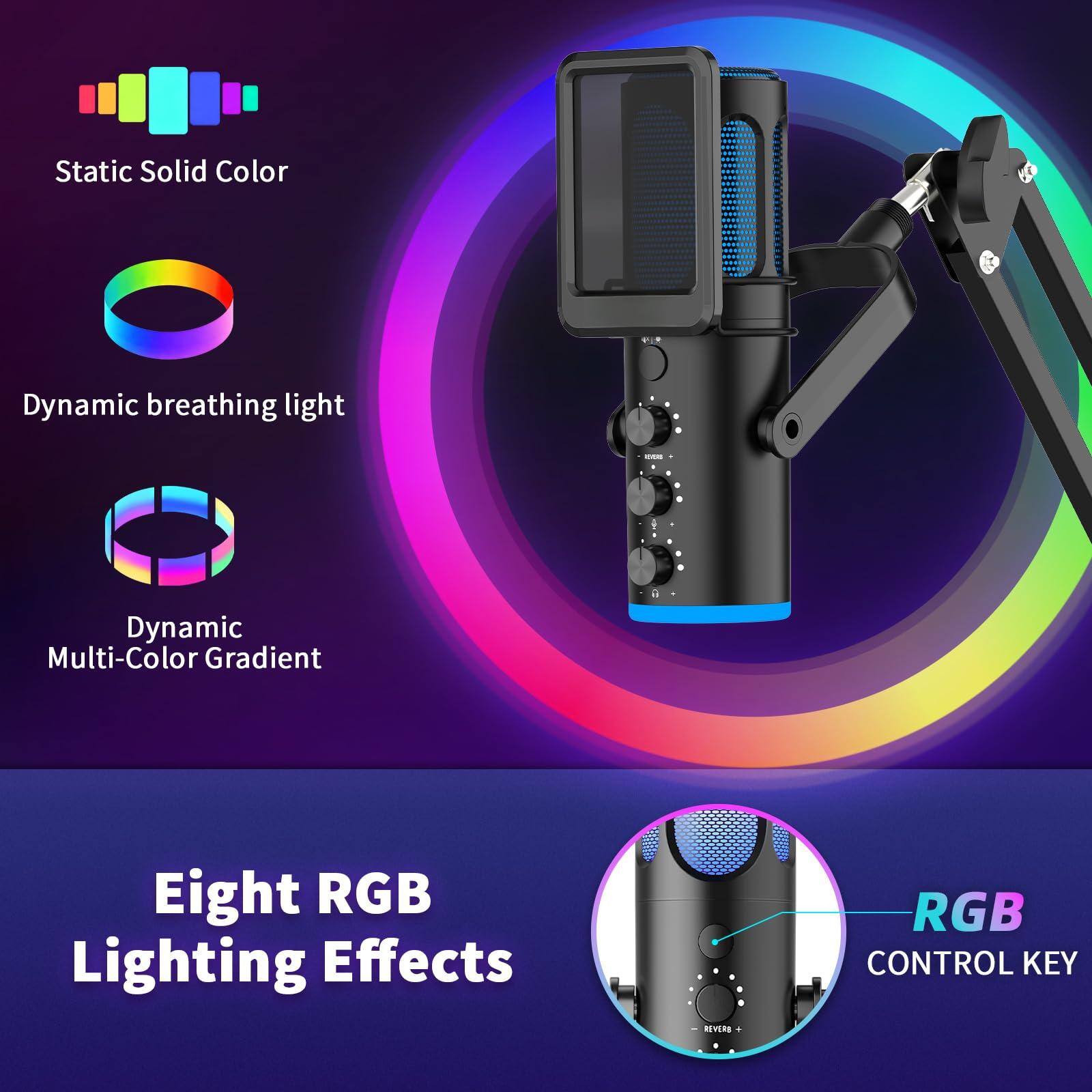 - Static Solid Color
- Dynamic breathing light
- Dynamic Multi-Color Gradient
- Eight RGB Lighting Effects
- RGB CONTROL KEY