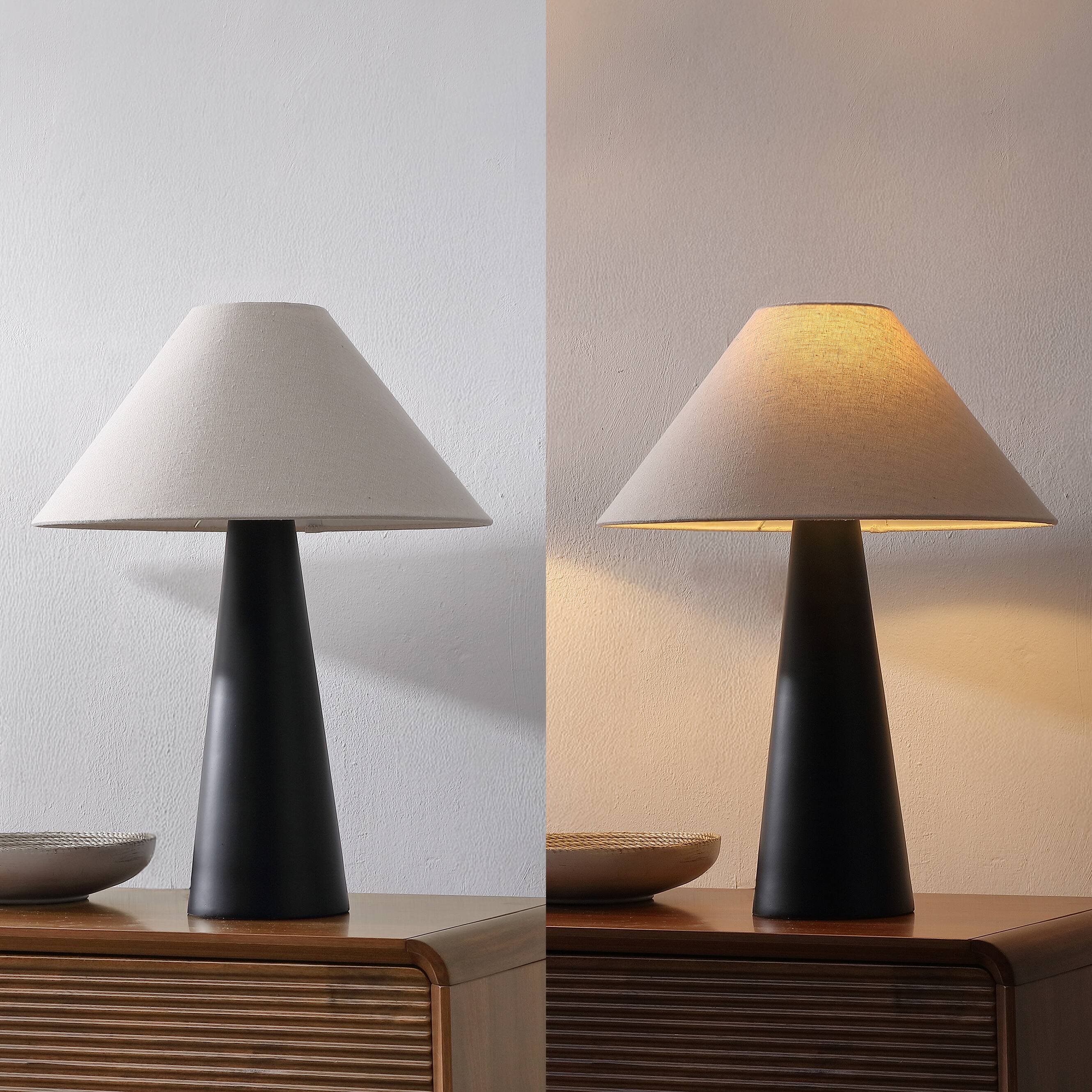 Alt View 6. Jonathan Y - Harrison 22.5 in. Modern Contemporary Sculptural Tapered Cone Resin LED Table Lamp, Matte Black (Set of 2) - Matte Black.