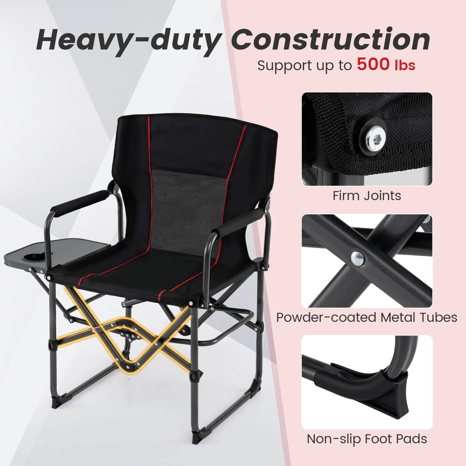 Heavy-duty Construction  
Support up to 500 lbs  
Firm Joints  
Powder-coated Metal Tubes  
Non-slip Foot Pads