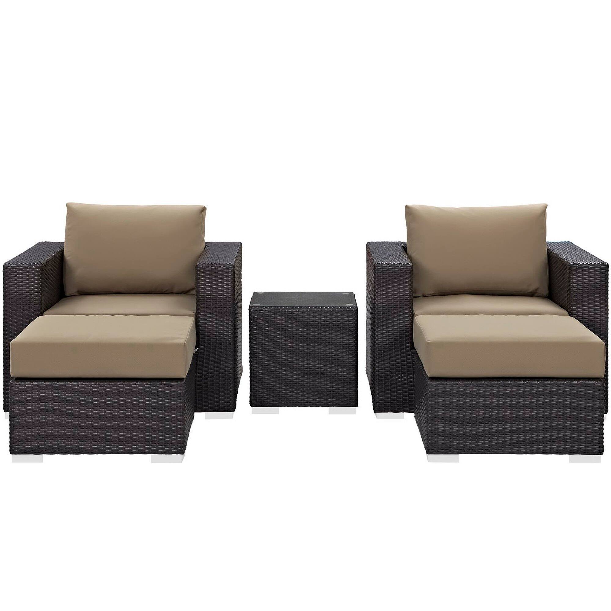 Left. Modway - Convene 5-Piece Outdoor Patio Sectional Set with Cushioned Seats and Armrests - Espresso Mocha.