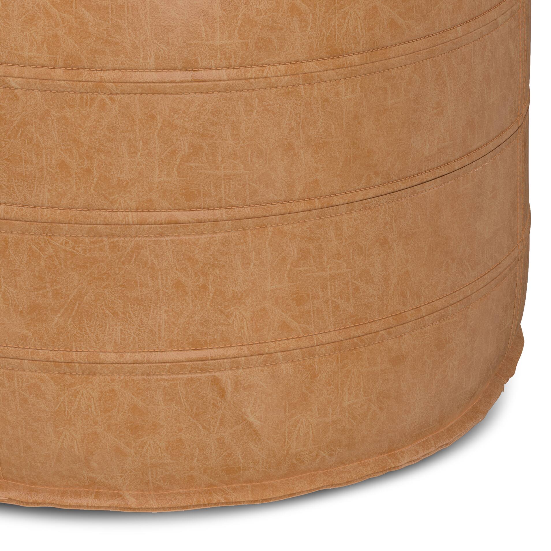 Alt View 12. Simpli Home - Brody 20 Inch Round Pouf - Distressed Brown.