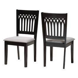 Baxton Studio - Genesis Modern Fabric and Finished Wood 2-Piece Dining Chair Set - Grey/Dark Brown