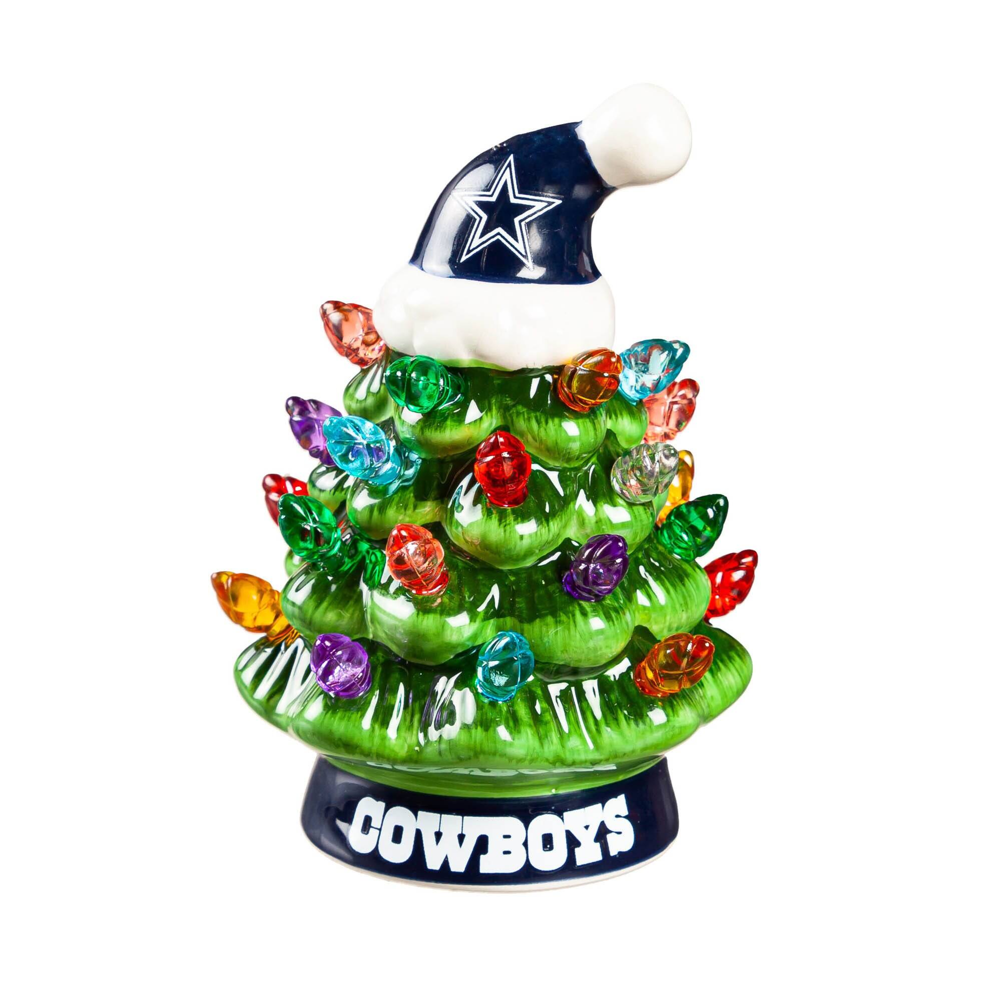 Alt View 1. Evergreen Enterprises - Dallas Cowboys 2-Pack 4" Ceramic LED Christmas Tree Set - Multicolor.