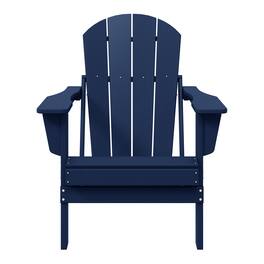 WestinTrends - Malibu HDPE Outdoor Patio Folding Poly Adirondack Chair - Navy Blue