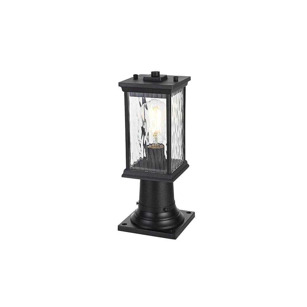 Angle. Elegant Lighting - Mascher 7 inch Outdoor Pendant in Black - Black.