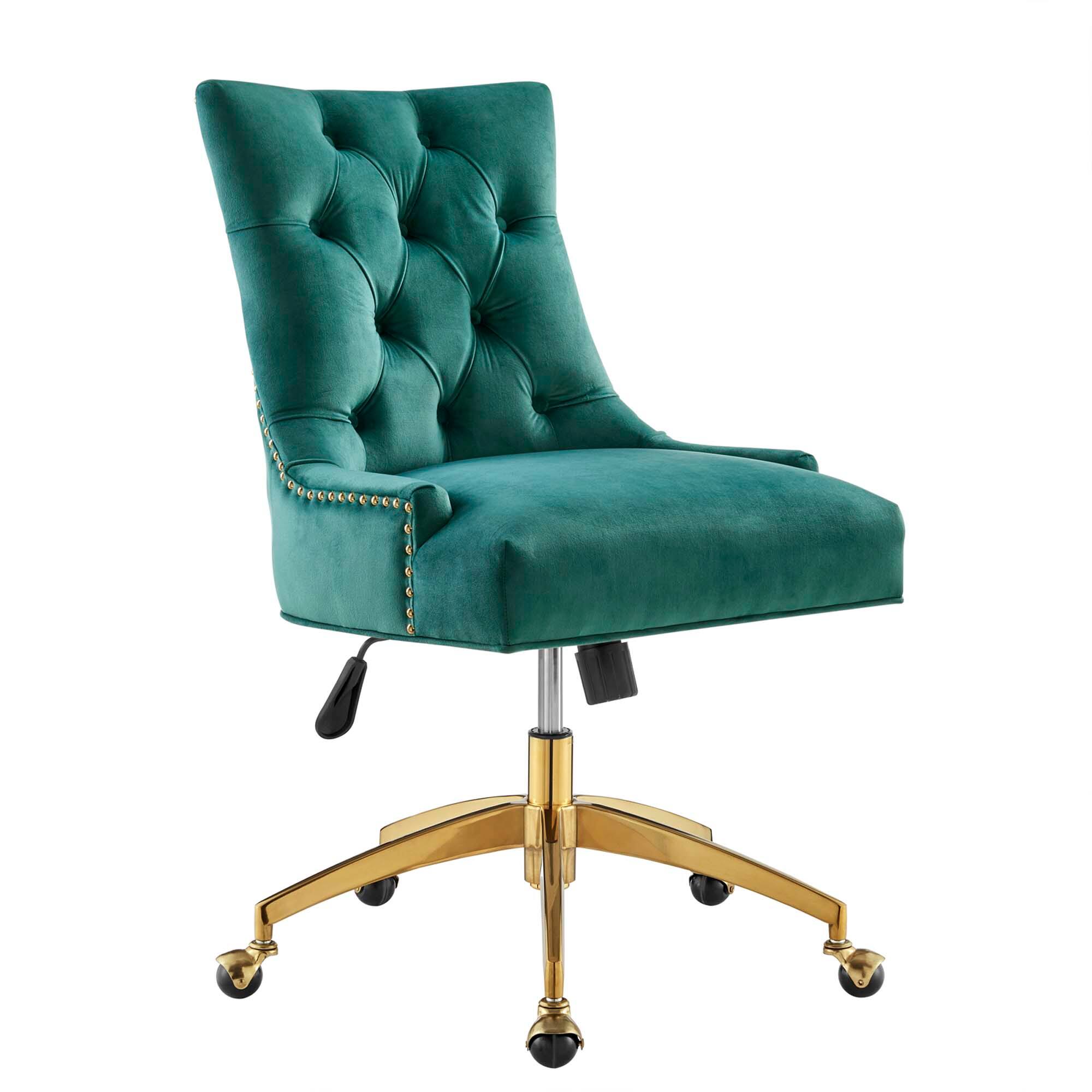Angle. Modway - Regent Tufted Performance Velvet Office Chair by Modway - Gold Teal.