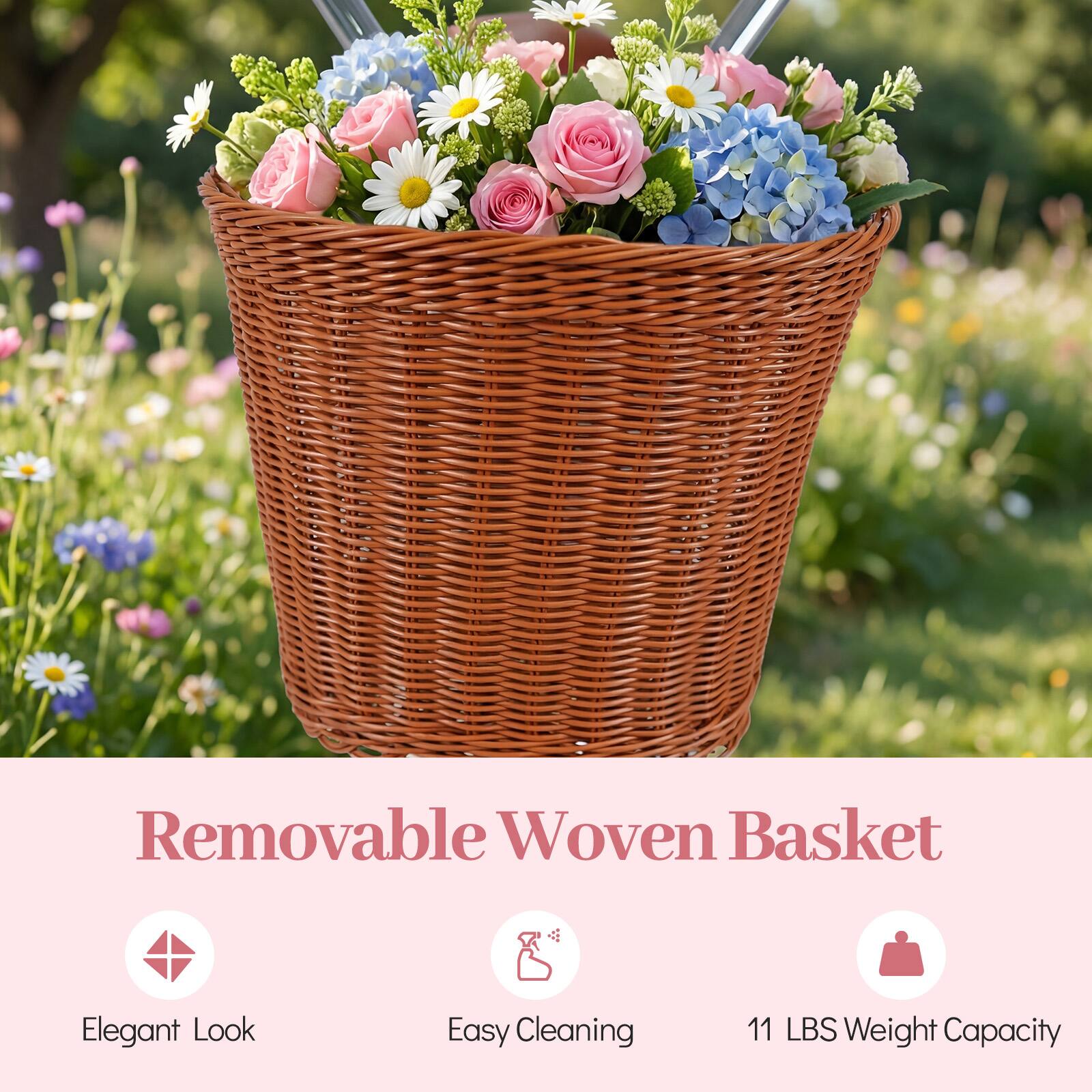 Removable Woven Basket

Elegant Look  
Easy Cleaning  
11 LBS Weight Capacity