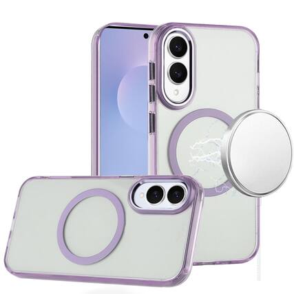 Front. Kitcheniva - Case Trans-Clear Metal Buttons Phone Cover Plus Tempered Glass For Samsung S25 Edge Case Light Purple - Light Purple.