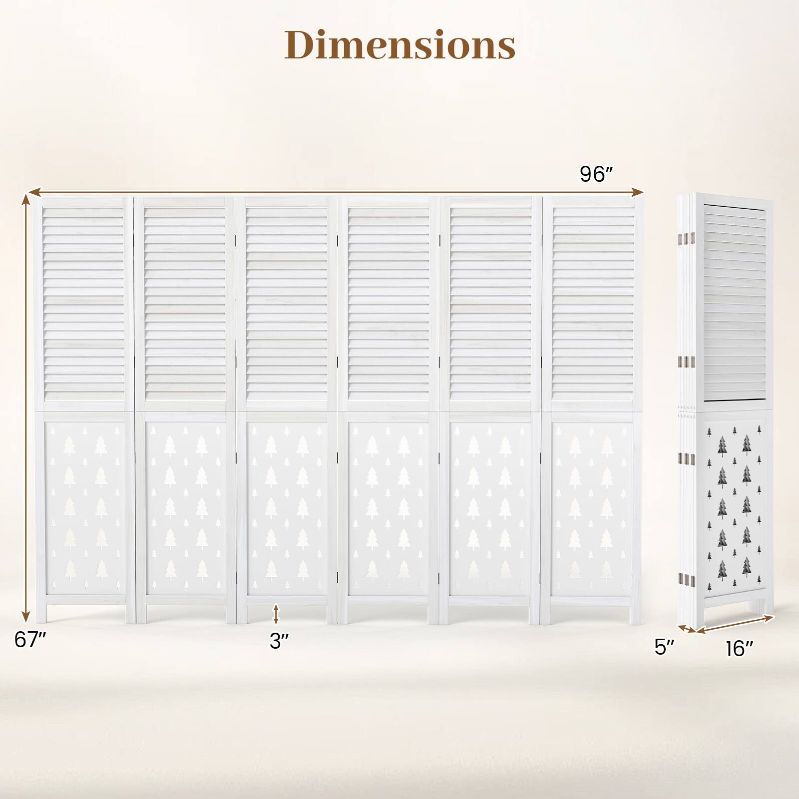 Dimensions
96"
67"
3"
5"
16"