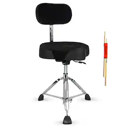 5 CORE - Drum Throne w Backrest 4" Padded Stool Airlift 25" Adjustable Drummer Stool 441Lb Capacity - Black