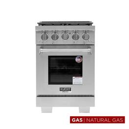 Kucht - Professional 24 in. 2.5 cu. ft. Natural Gas Range and Convection Oven in Stainless Steel with True Simmer Burners - Stainless Steel