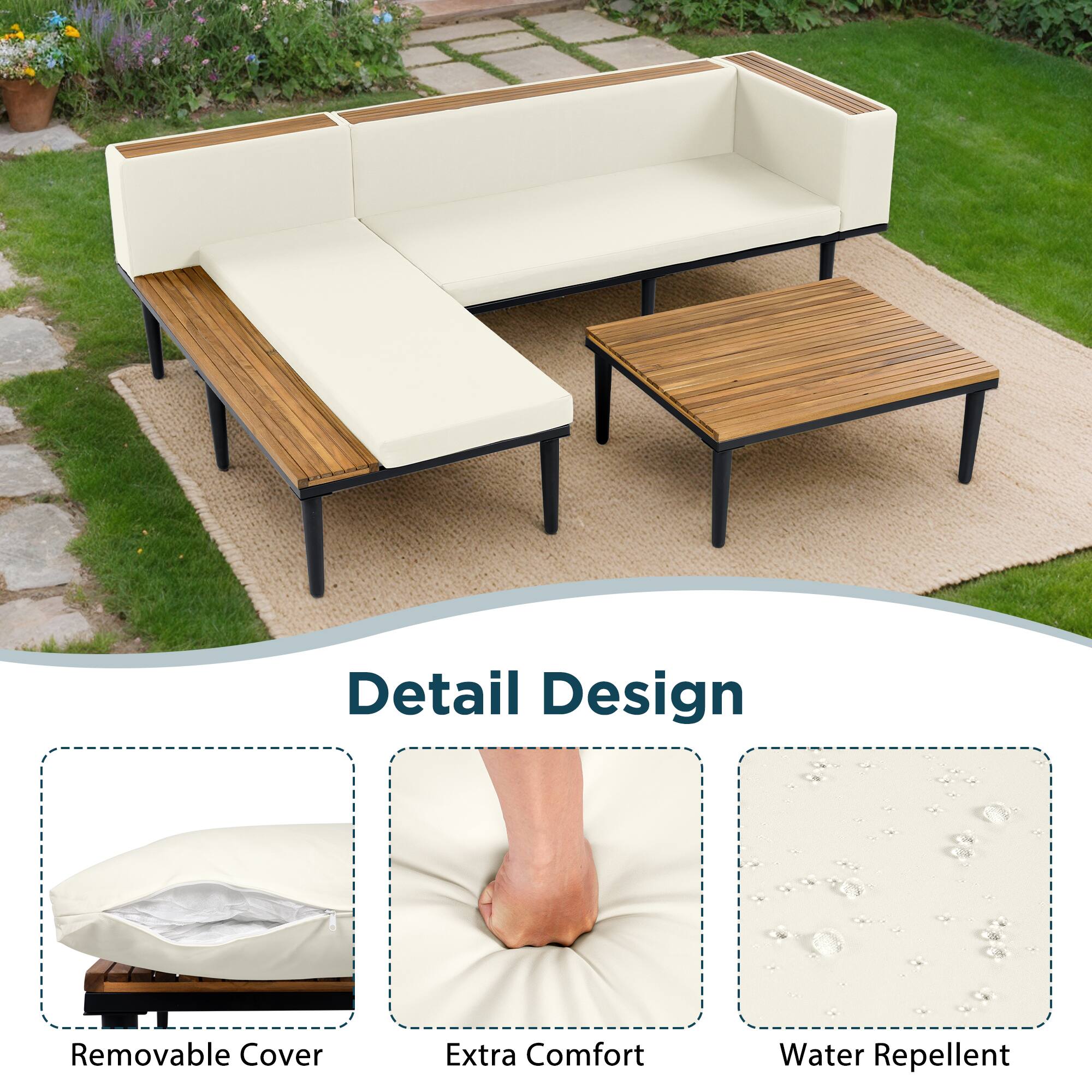 Detail Design  
- Removable Cover  
- Extra Comfort  
- Water Repellent