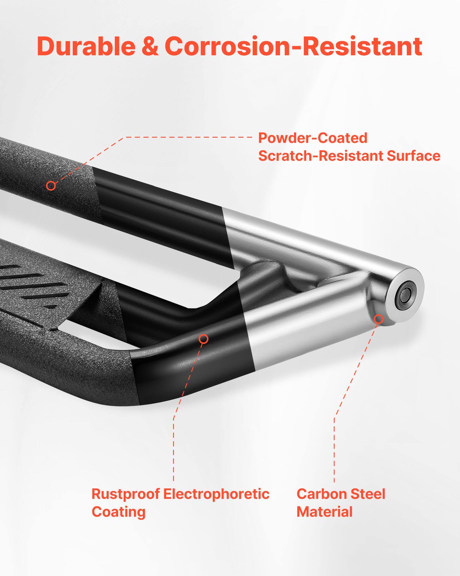 Durable & Corrosion-Resistant

- Powder-Coated Scratch-Resistant Surface
- Rustproof Electrophoretic Coating
- Carbon Steel Material