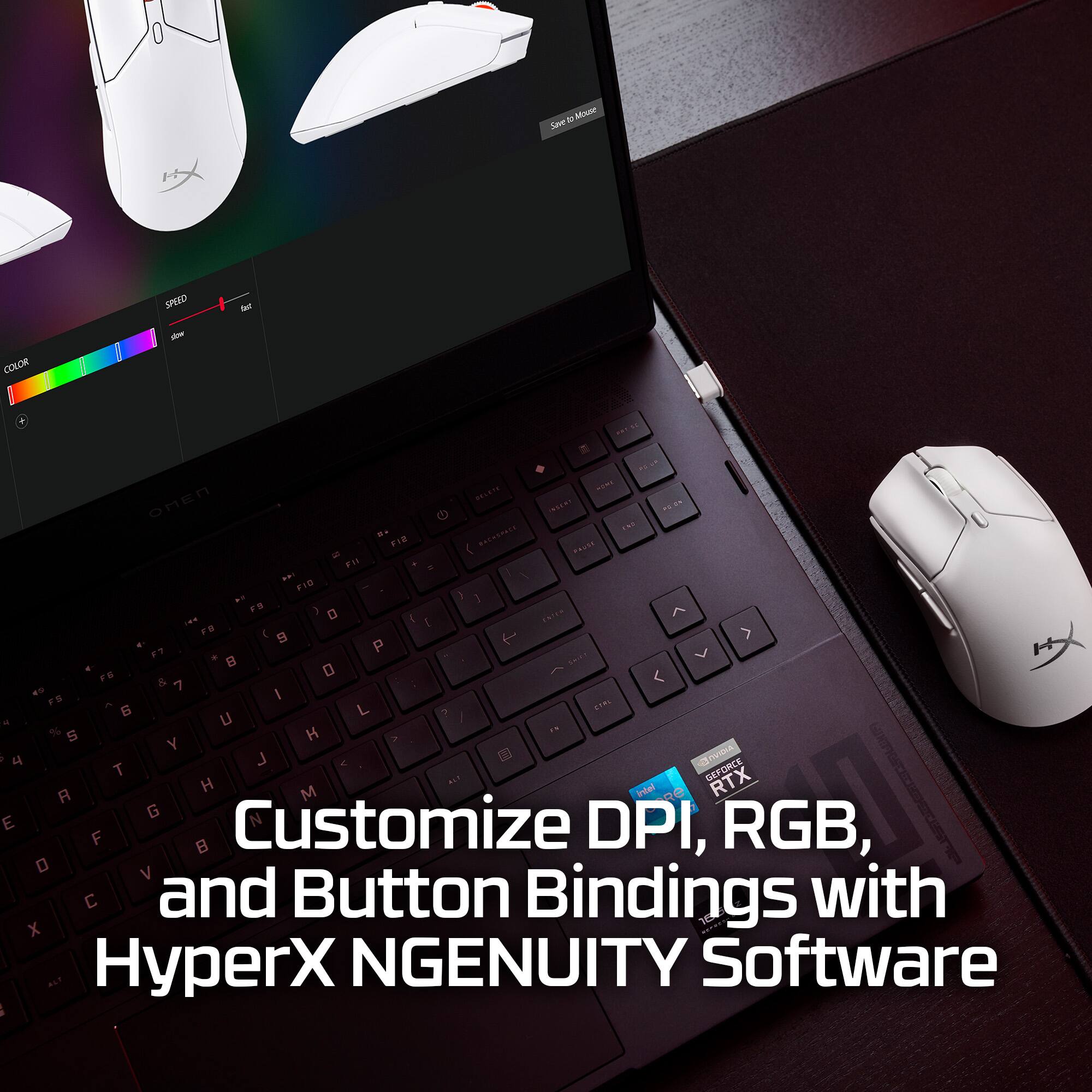 Customize DPI, RGB, and Button Bindings with HyperX NGENUITY Software