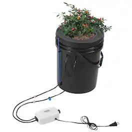VEVOR - DWC Hydroponics Grow System, Hydroponic Growing System with Top Drip Kit, 5-Gallon Deep Water Culture with Air Pump - Black