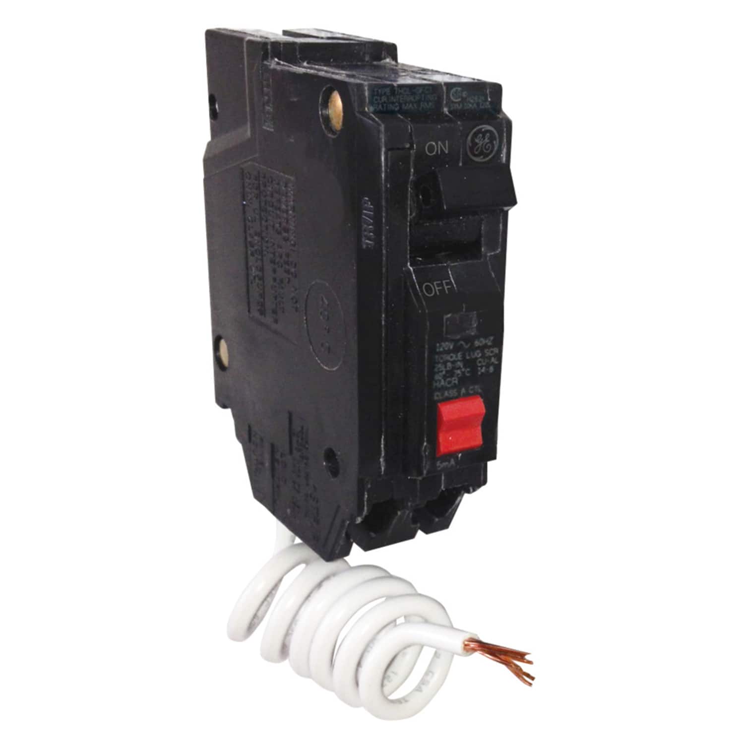 GE - 20 amps Ground Fault Single Pole Circuit Breaker w/Self Test