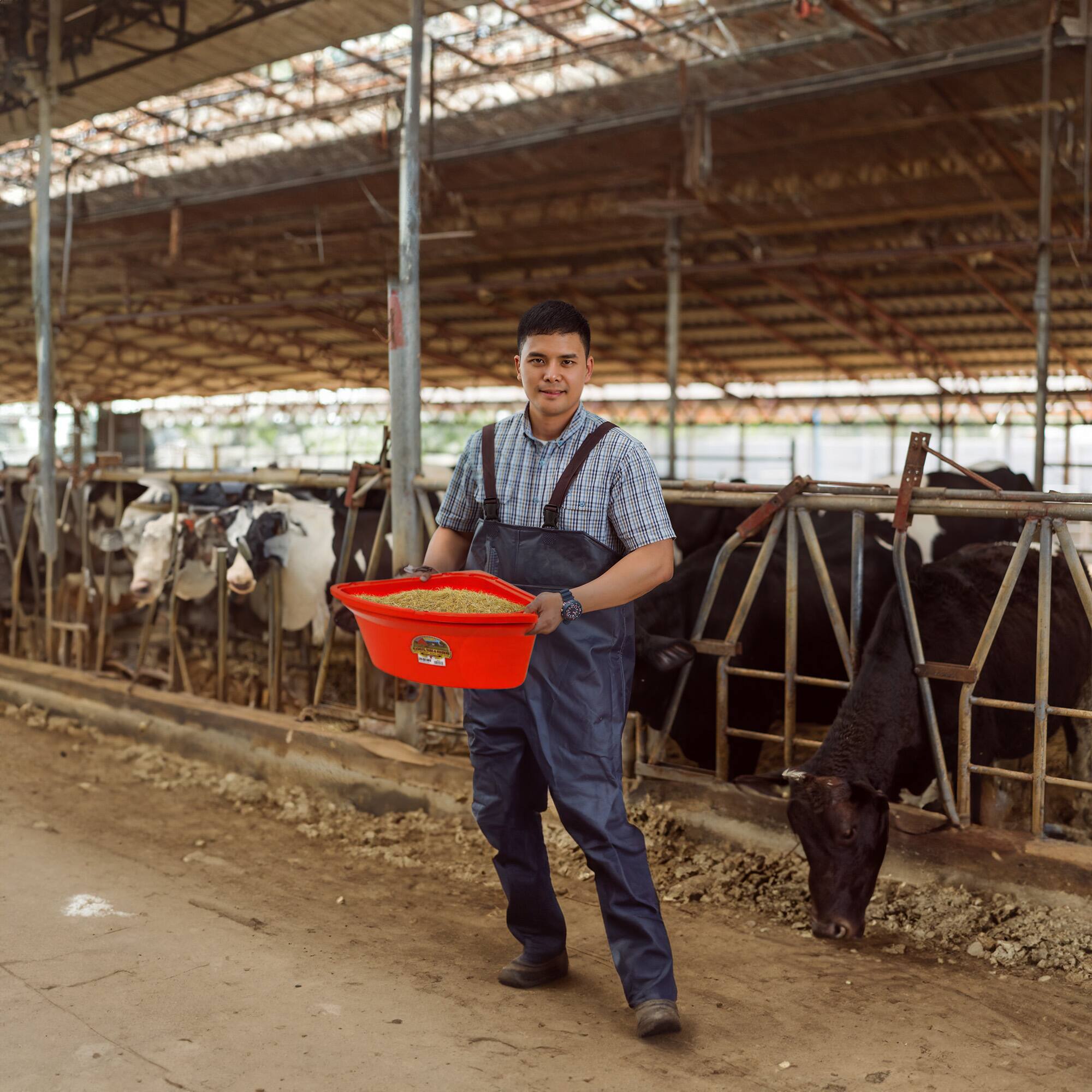 Alt View 2. Little Giant - Little Giant 26 Quart Plastic Hanging Corner Livestock Animal Feeder Bucket, Red.