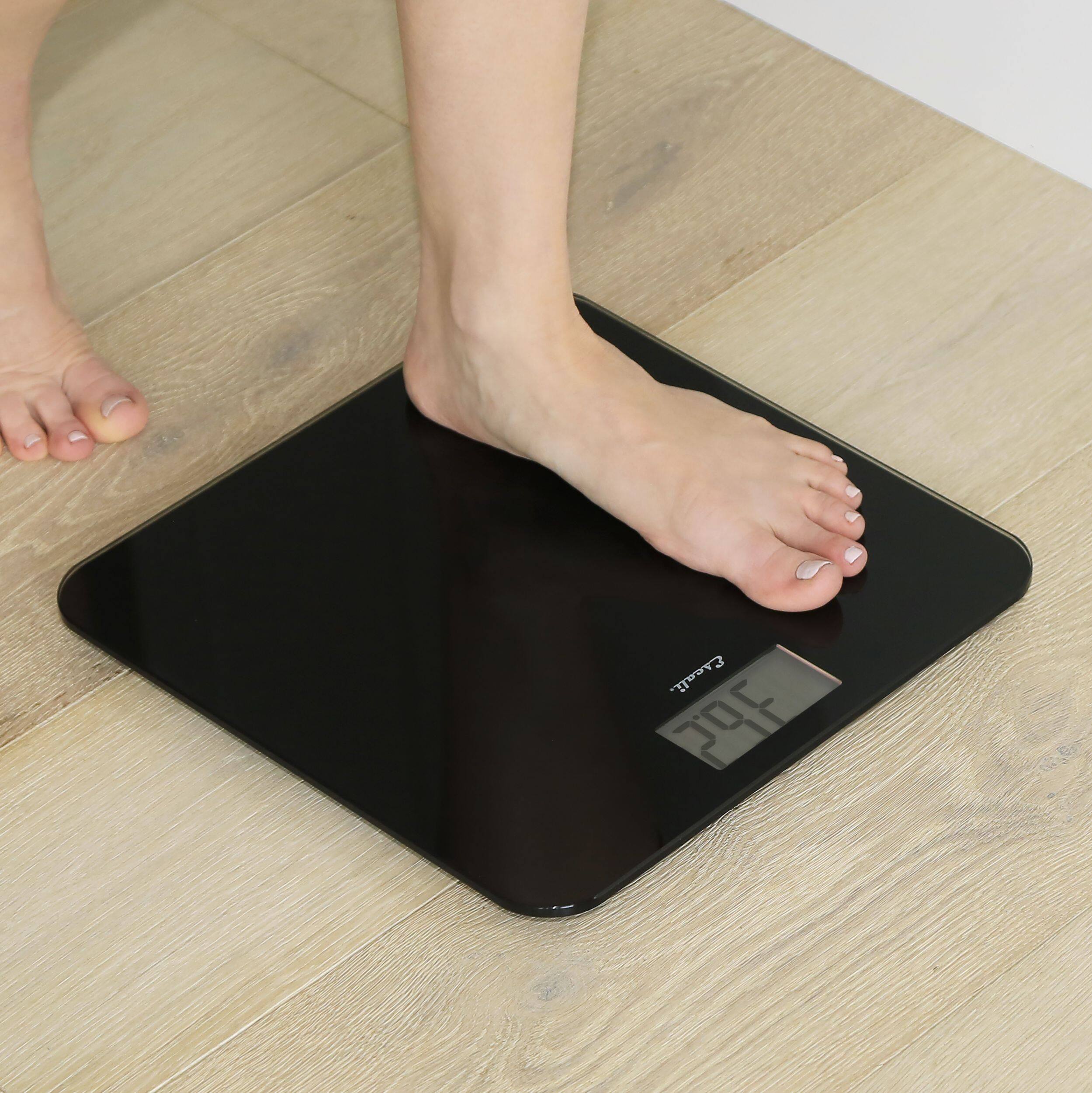 Back. Escali - Slim Glass Bathroom Scale, Black - Black.