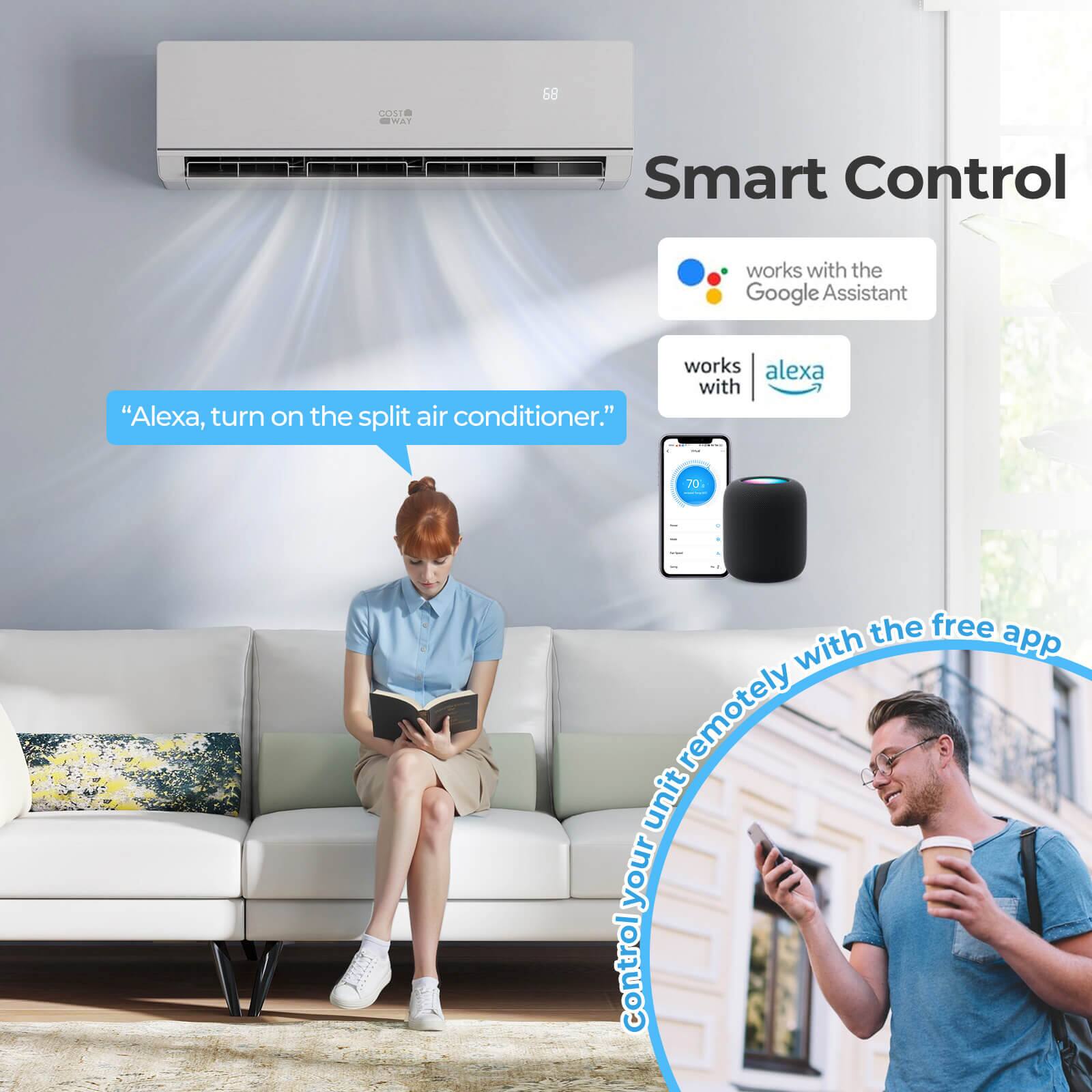 COS - WAY 68 Smart Control works with the Google Assistant. "Alexa, turn on the split air conditioner." works with Alexa. Control your unit remotely with the free app.