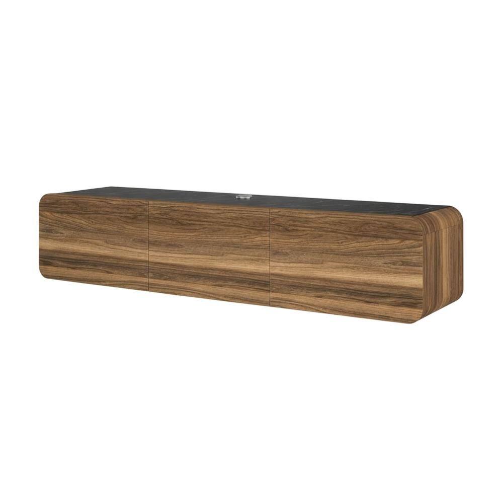FurniFact - Walnut Wall Mount TV Stand for Up to 80 Inch Screens and Indoor Use - Brown
