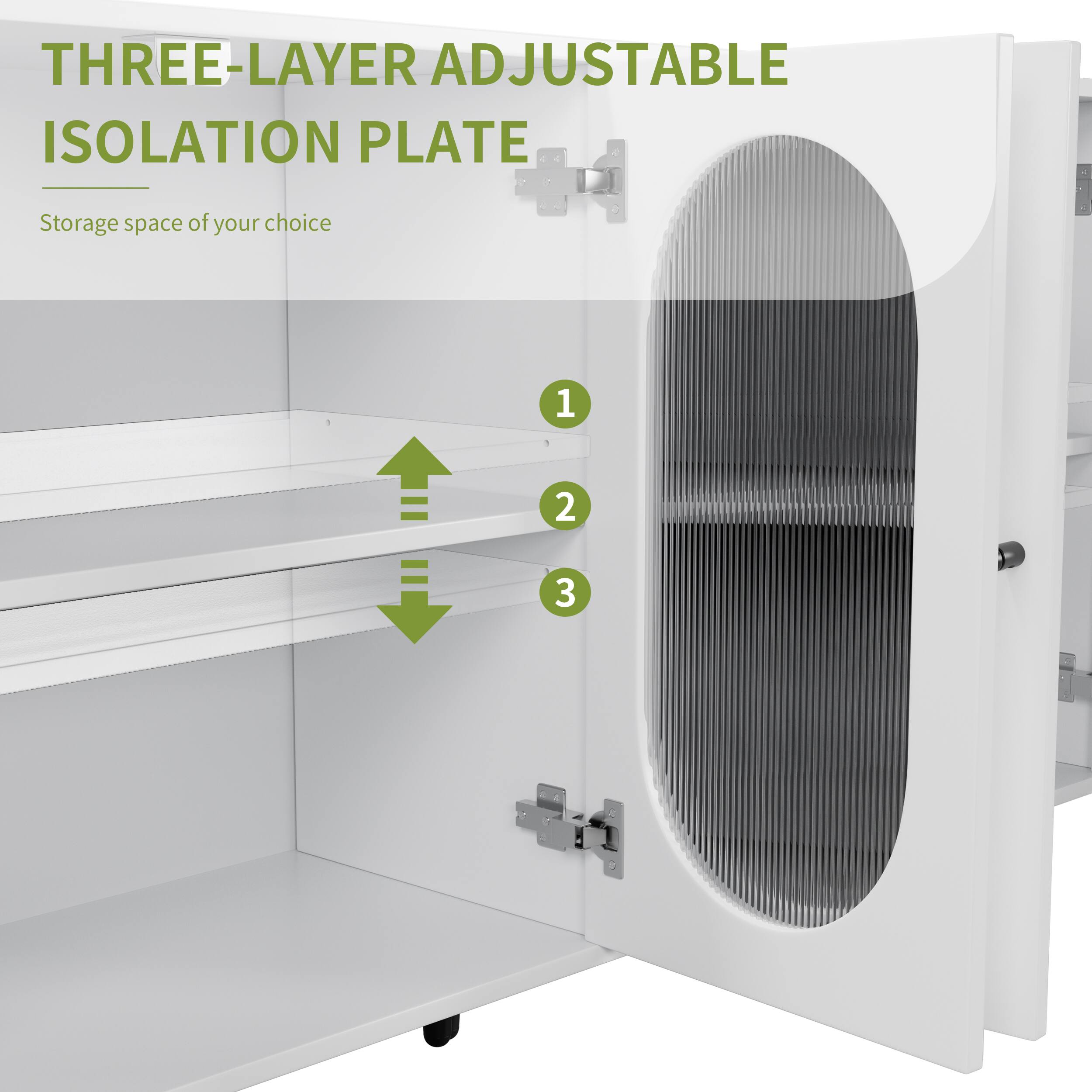 THREE-LAYER ADJUSTABLE ISOLATION PLATE  
Storage space of your choice  

1  
2  
3